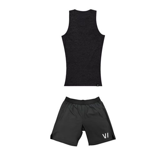 Signature Tank Top + Essential Athlete Shorts (Black bundle)