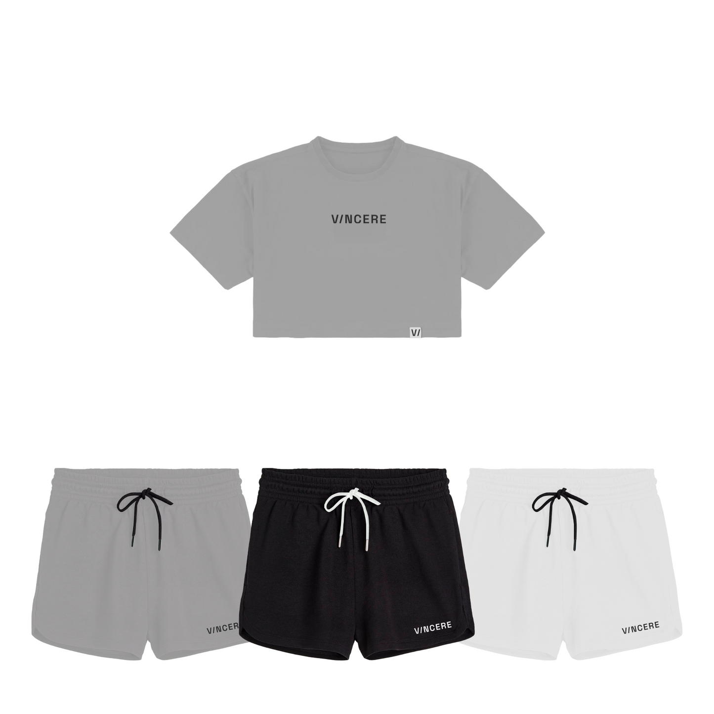 Essential Crop Top + Womens Essential Short (Grey top bundle)