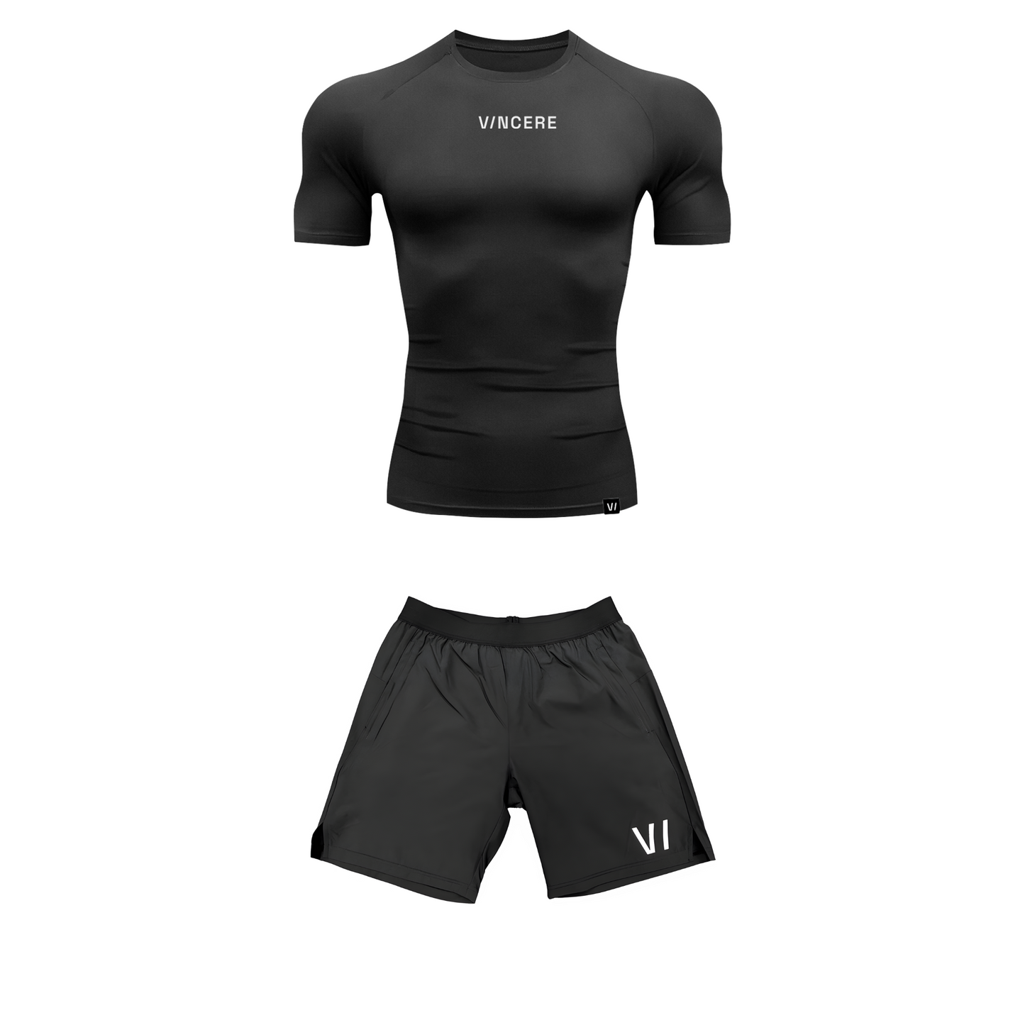 Compression Tee + Essential Athlete Shorts (Black bundle)