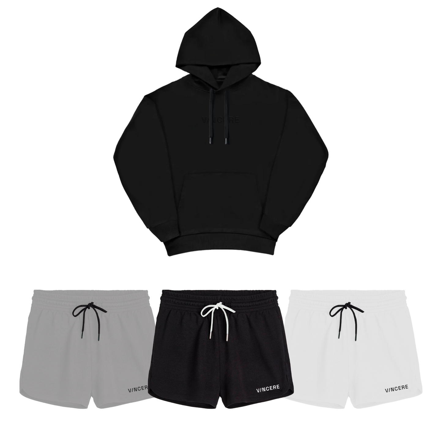 Essential Hoodie + Womens Essential Short (Black Hoodie bundle)