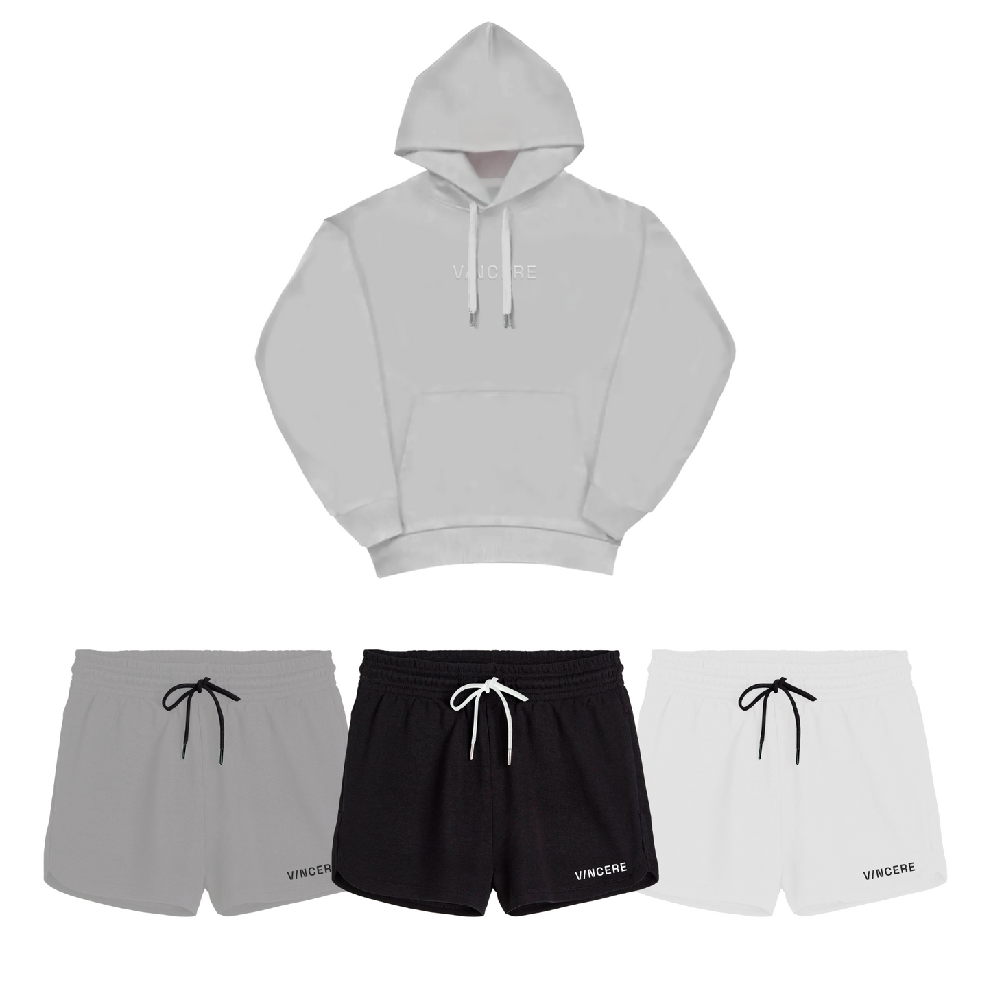 Essential Hoodie + Womens Essential Short (Grey Hoodie bundle)